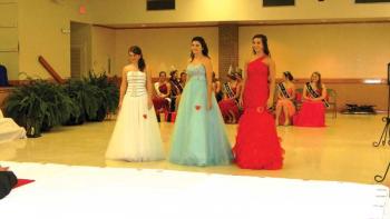 Teen Miss contestants line up for the judges.